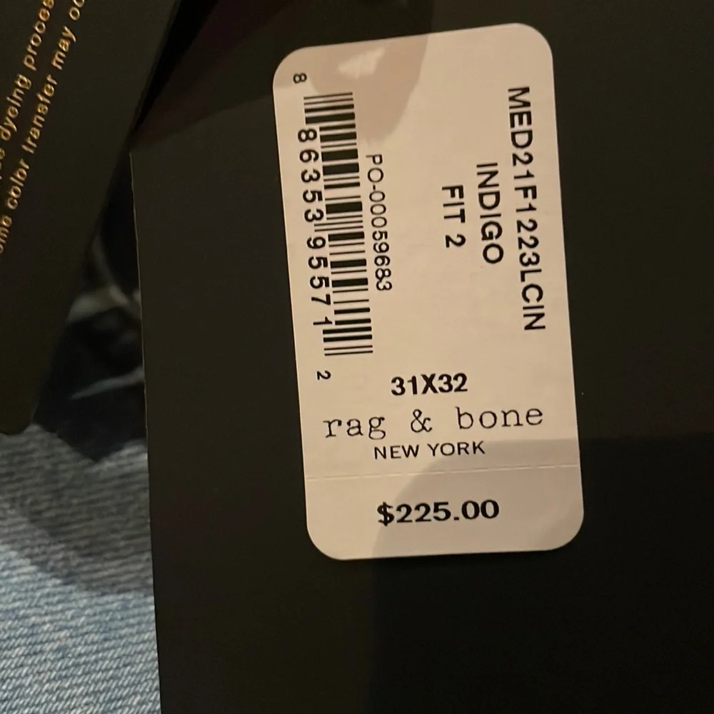 🎉sale🎉NWT Rag &bone Relaxed Fit2 Indigo Authentic Stretch buttonfly Jean-31x32 - Picture 5 of 12